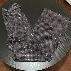 Elegant Black and Rhinestone Women's Trousers